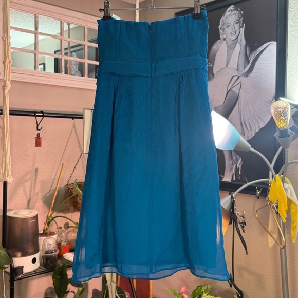 NEW J.Crew Strapless Silk Chiffon Dress Womens 2P Blue Sweetheart Cocktail - Picture 2 of 7